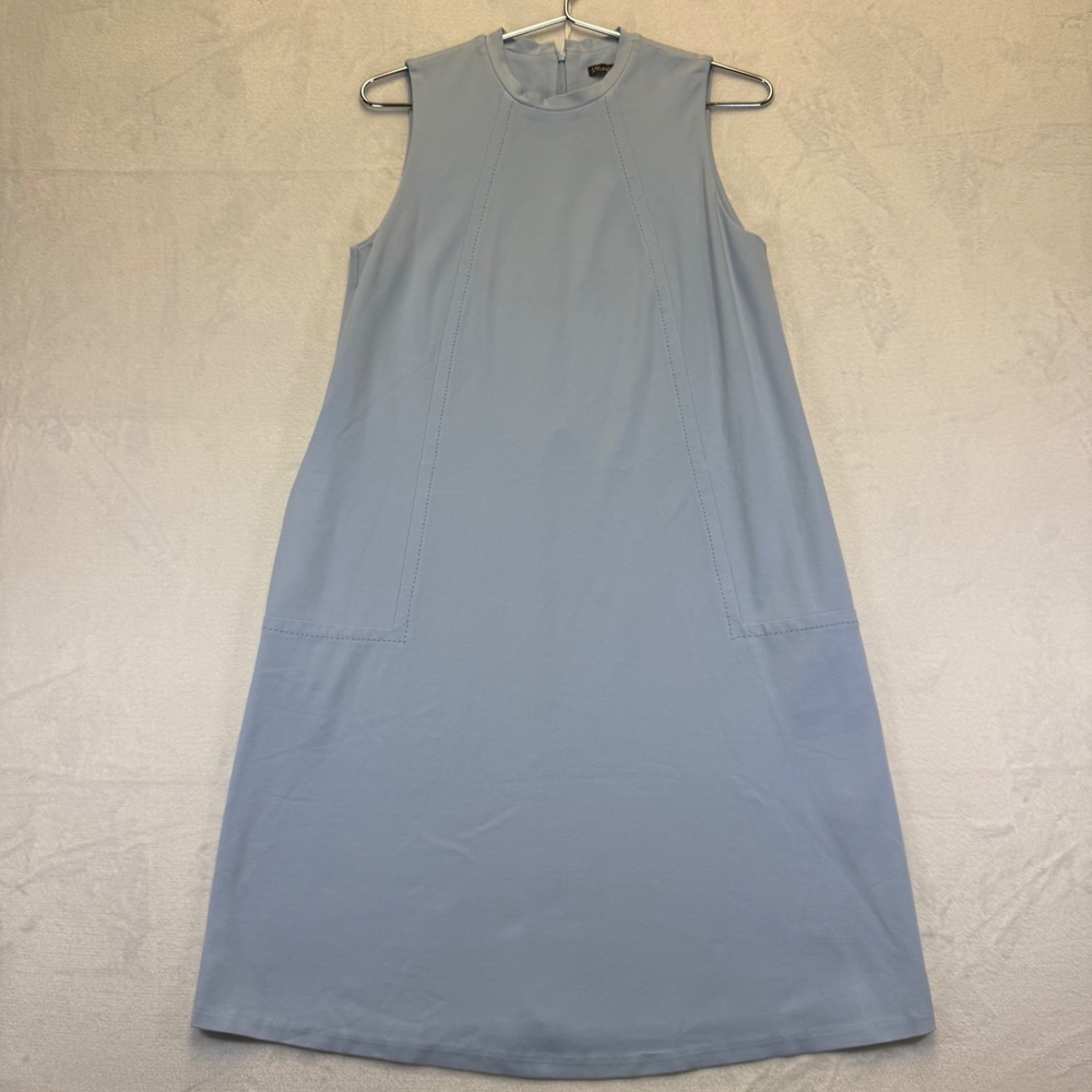 J.McLaughlin Women Light Blue Sleeveless Mock Neck Shift Dress Size S Pockets‎